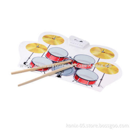 Child toy for student's class, portable MIDI roll up drum kit